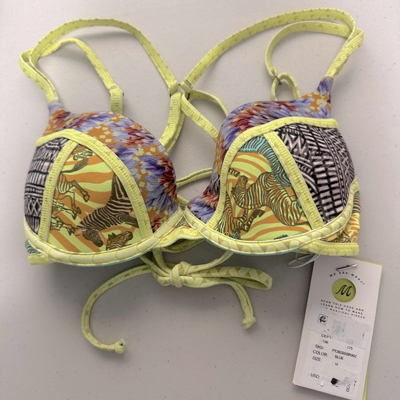 Maaji Swim Nwt Spoil The Driver Bikini Top In Yellow Multi Maaji